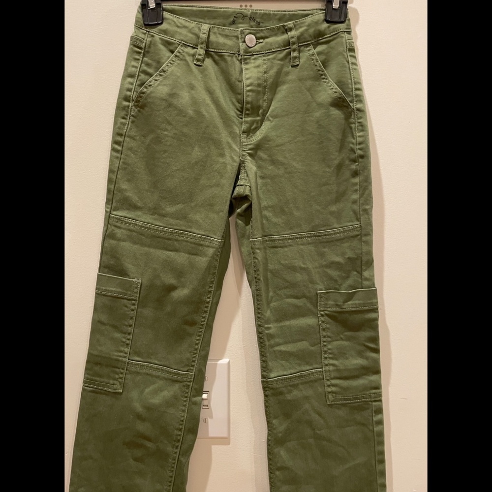 Art Class Girls’ Green High Rise Slim Cargo Pants